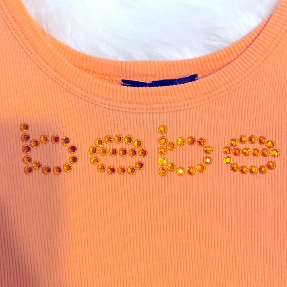 Bebe Tank Top Orange Swarovski Crystals Like New Excellent Condition Y2K…